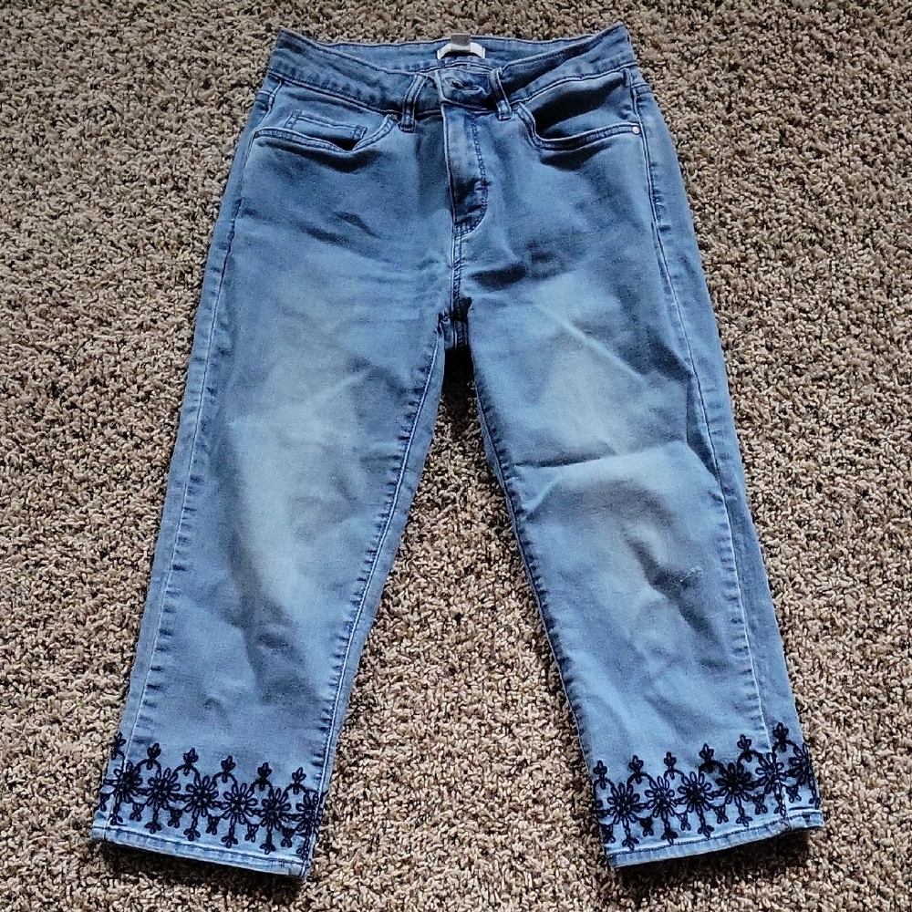 Croft & Barrow Blue Embroidered Jeans